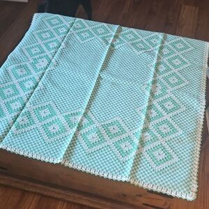 Hand Crafted Aqua and White Table Linen